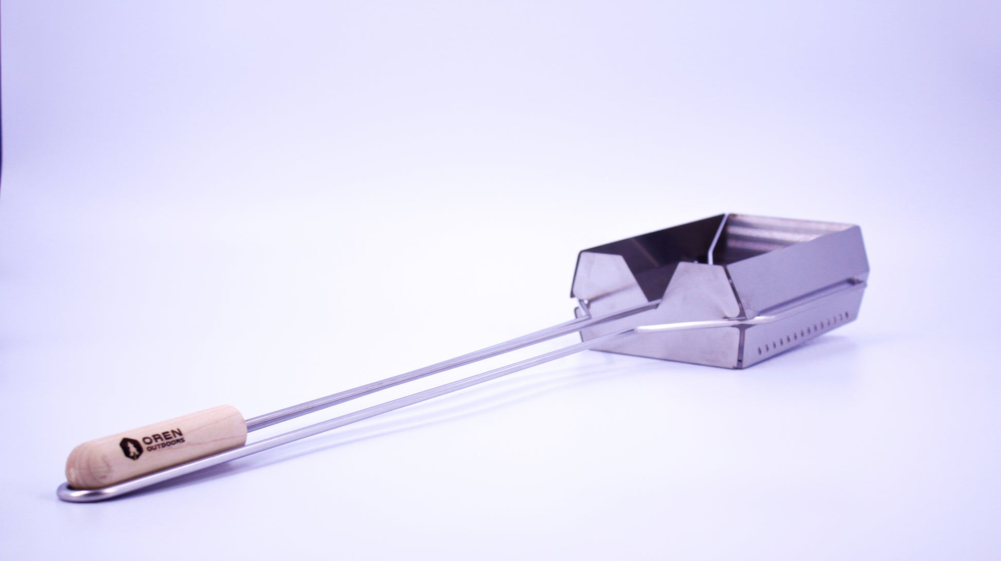 View of the rotating handle and skewer. Perfect for making the best marshmallows and other kabobs.